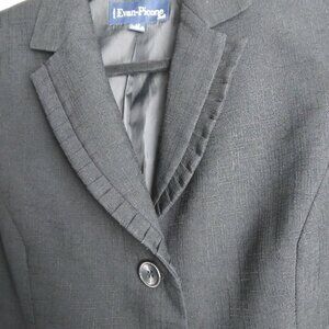 Black Textured Fabric with Feminine Flat Ribbon  Ruffle Lapel Trim  Sz 6P